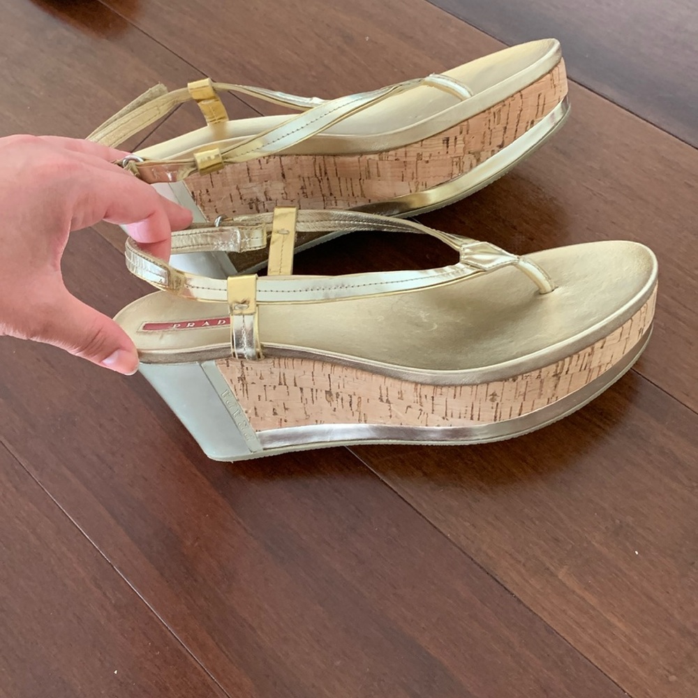 PRADA Wedge sandals for the summer gold good condition